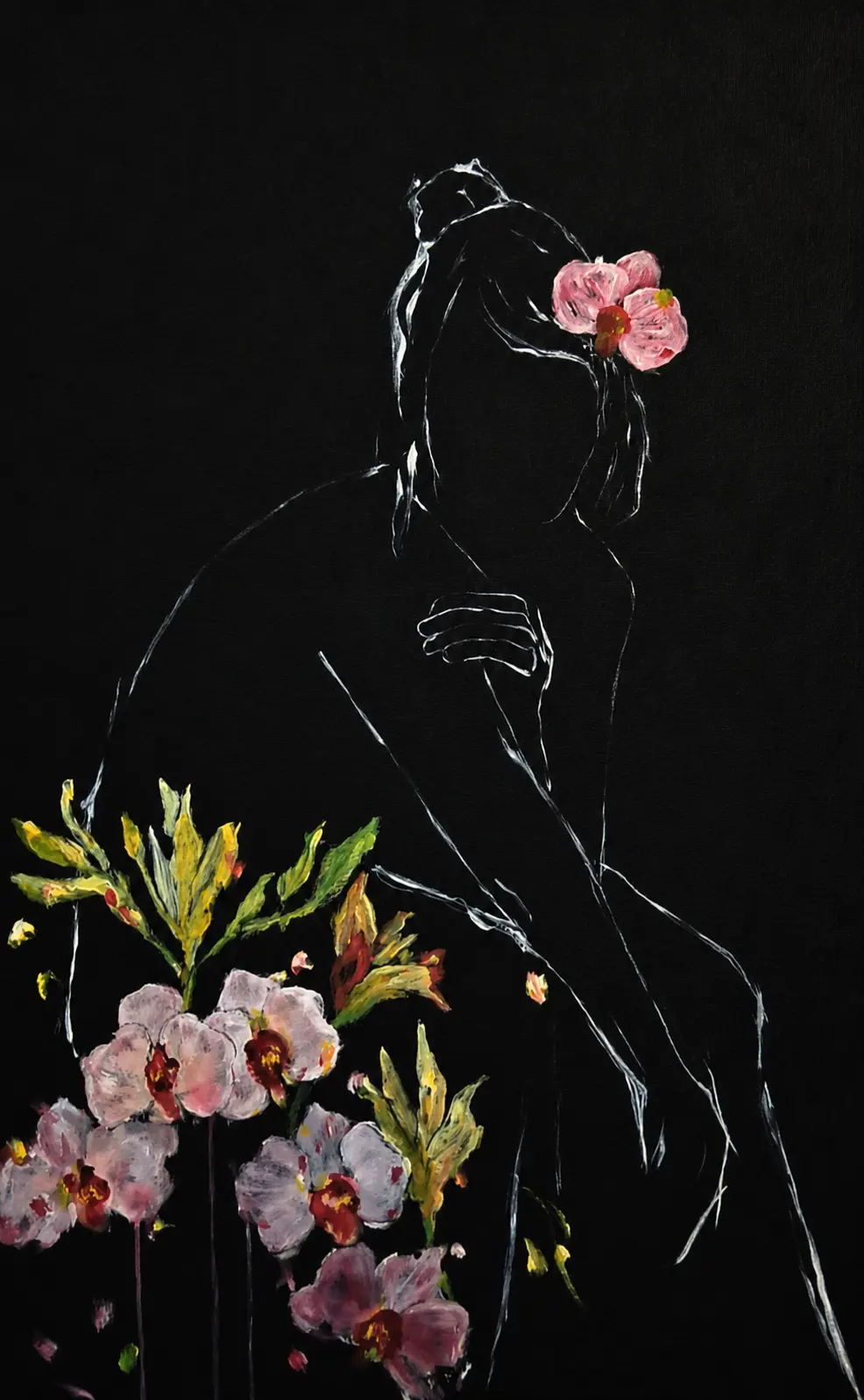 The Flowers of My He(art) — Acrylic on Unstretched Canvas, 800 × 1280 mm