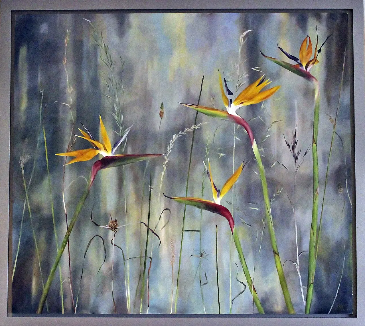 Julie Tugwell Art <br> Dancing Strelitzias <br> Oil on Board - Framed <br> 830 mm x 930 mm - Image 2