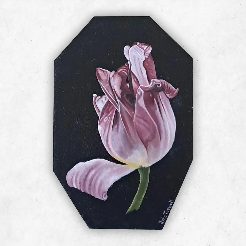 Julie Tugwell Art <br> Flower <br> Oil on Board <br> 100 mm x 150 mm - Image 2