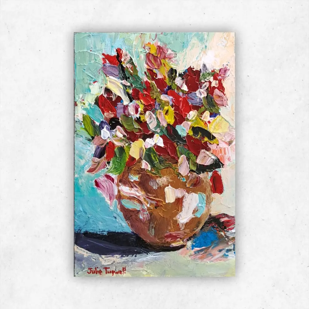 Julie Tugwell Art <br>Palette Petals 2 <br> Acrylic on Board<br> 100 mm x 150 mm - Image 2