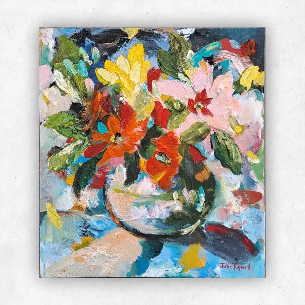 Julie Tugwell Art <br> Palette Petals 3 <br> Acrylic on Board <br> 180 mm x 200 mm - Image 2