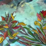 Botanical Breeze 2 — oil on stretched canvas, 85 × 60 cm, by Julie Tugwell