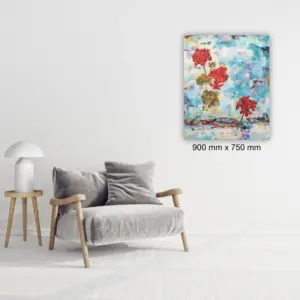 Dad’s Geraniums by Julie Tugwell Art, Oil on Stretched Canvas, 900 mm x 750 mm