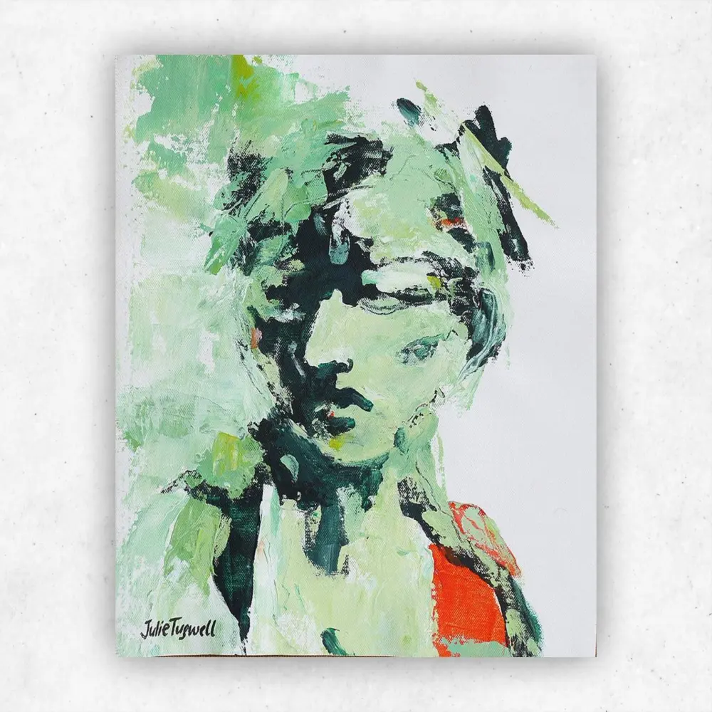 Julie Tugwell Art <br>Portrait of Emotions 3<br>Acrylic on Unstretched Canvas<br> 230 mm x 370 mm