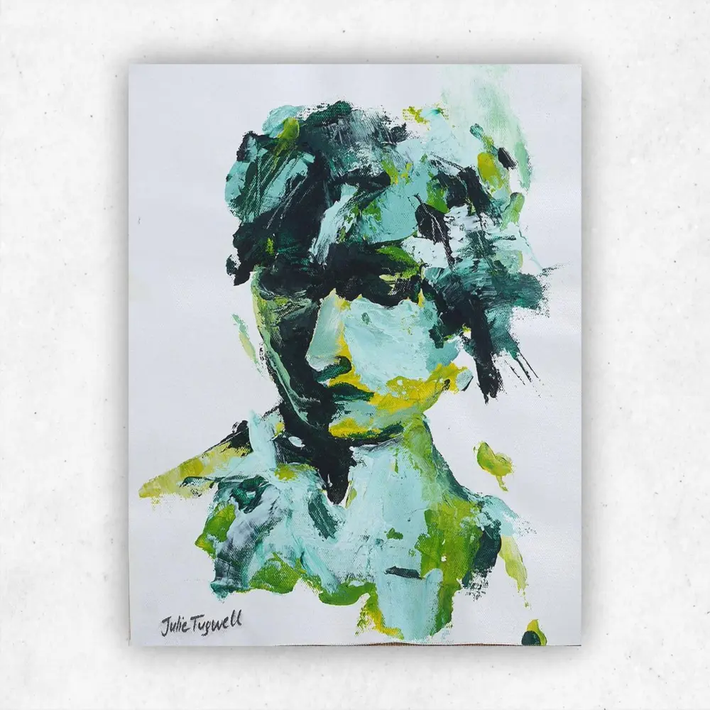 Julie Tugwell Art <br> Portrait of Emotions 6<br> Acrylic on Unstretched Canvas<br> 230 mm x 360 mm