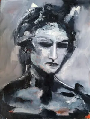 Julie Tugwell Art <br>Dark Night of the Soul<br> Oil on stretched canvas<br> 300 mm x 400 mm
