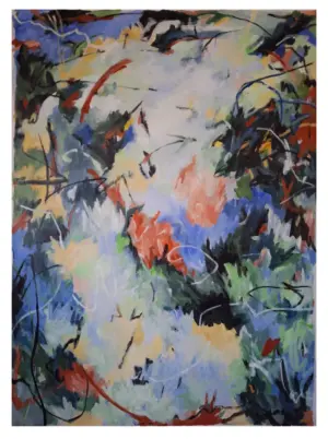 A Garden of Music under an African Sky — Acrylic on loose canvas, 1000 × 1400 mm