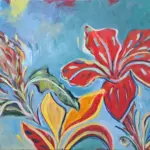 Art Deco Flowers 2 — Acrylic on Canvas, 360 × 460 mm