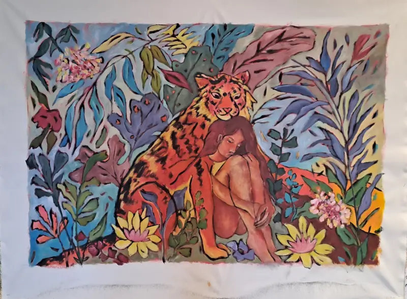 My Tiger and Me — painting by Julie Tugwell